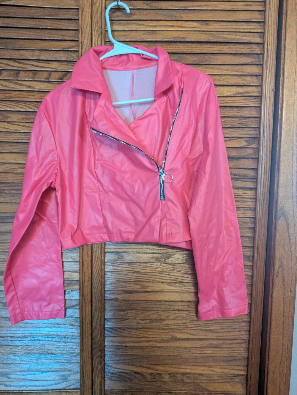 Shein Pink Faux Leather Motorcycle Jacket Size Small
